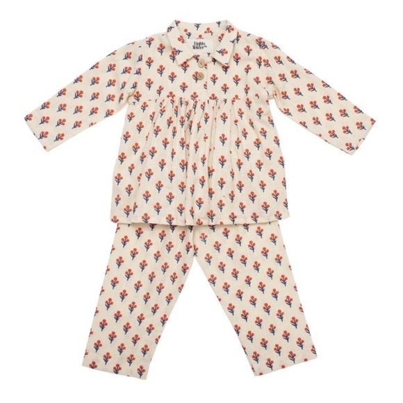 NWT. Nights by Wilder Girls Nico Set Pajamas Red and Blue Folk Floral Sz 4-6y